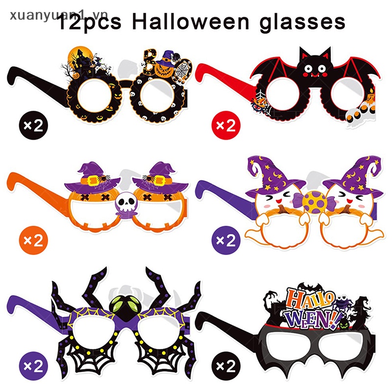 Set 12 Mắt Kính Hóa Trang Halloween Độc Đáo