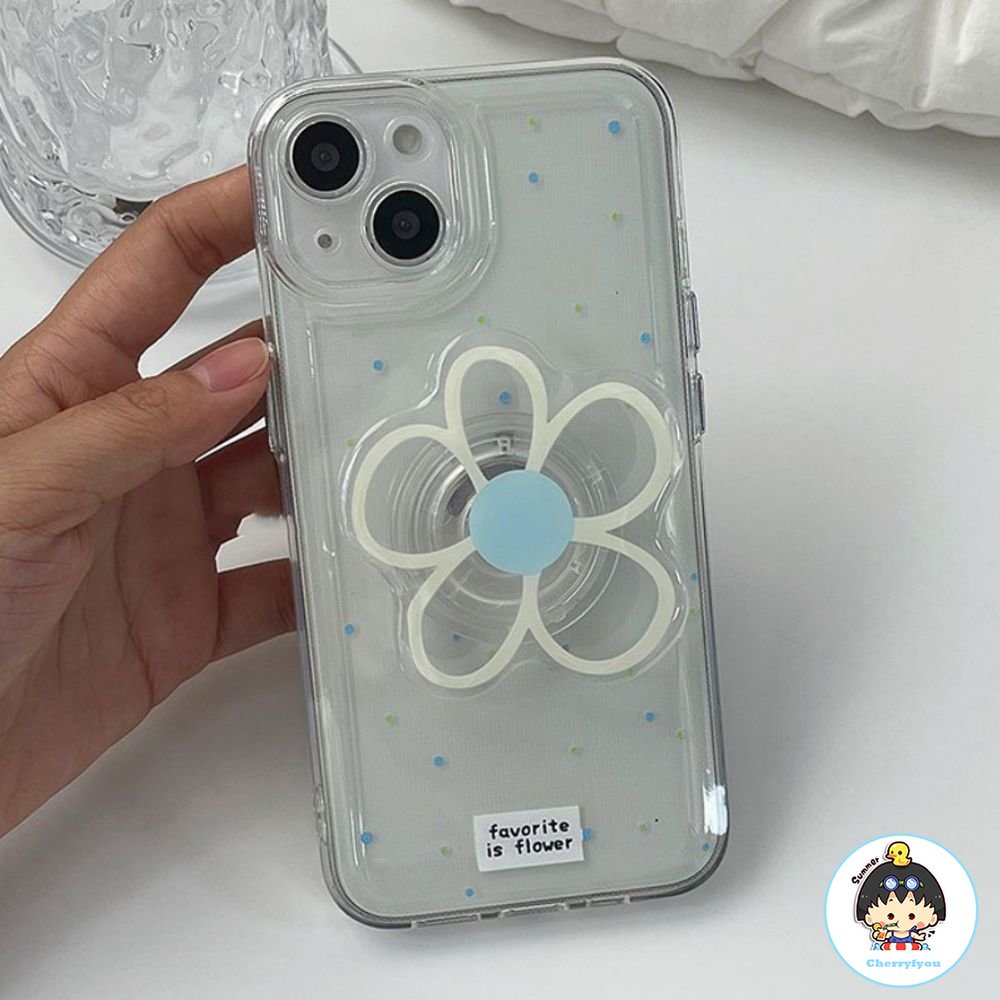 Ốp Điện Thoại Tpu Mềm Trong Suốt Chống Trượt Có Giá Đỡ Hình Hoa Cho Iphone 11 12 13 14 Pro Max 14 Plus