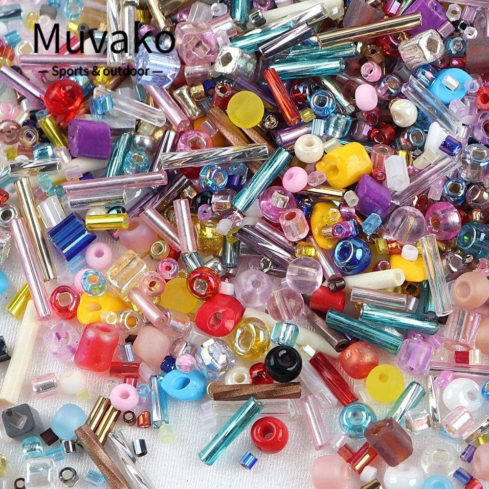 MUVAKO Hạt Thủy Tinh Xỏ Hạt Cườm Dùng Trang Trí Quần Áo DIY
