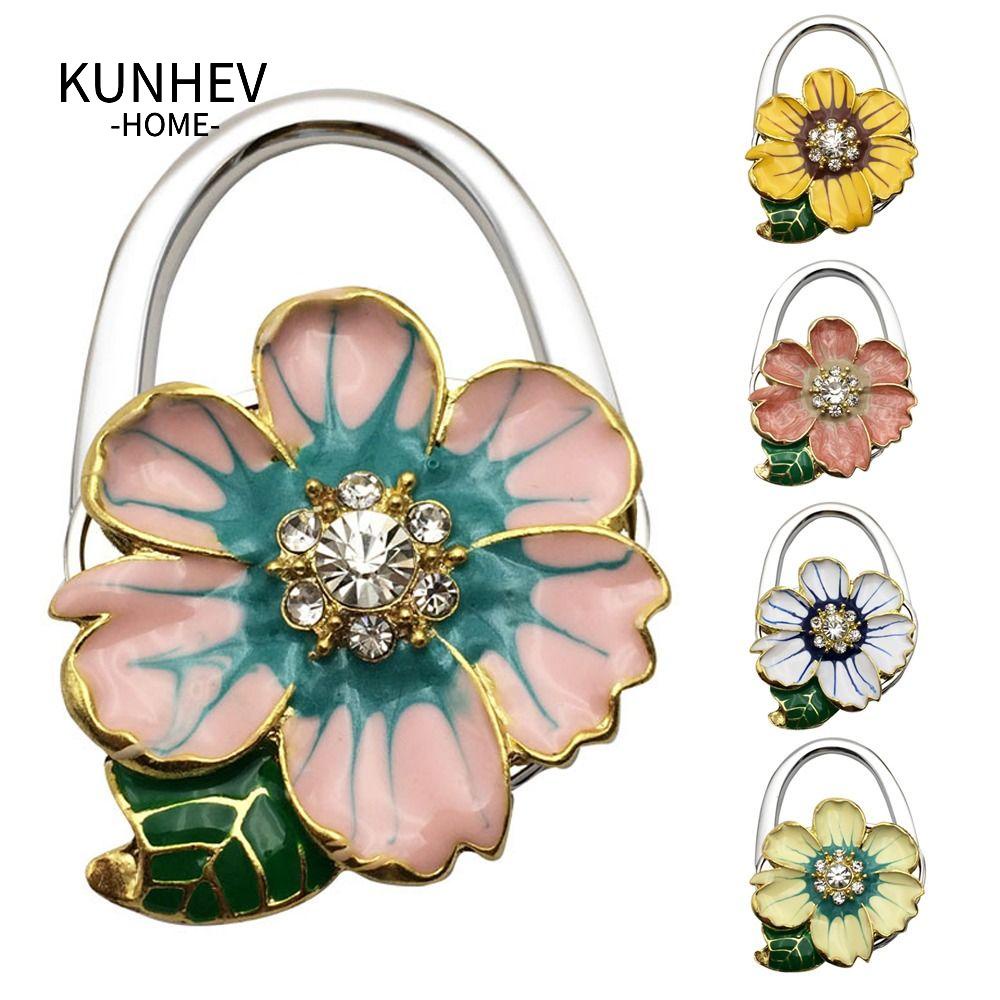 KUNHEV Giá Đỡ Túi Xách Dạng Gập Họa Tiết Hoa Mẫu Đơn / Hoa Cúc Xinh Xắn Cho Nữ