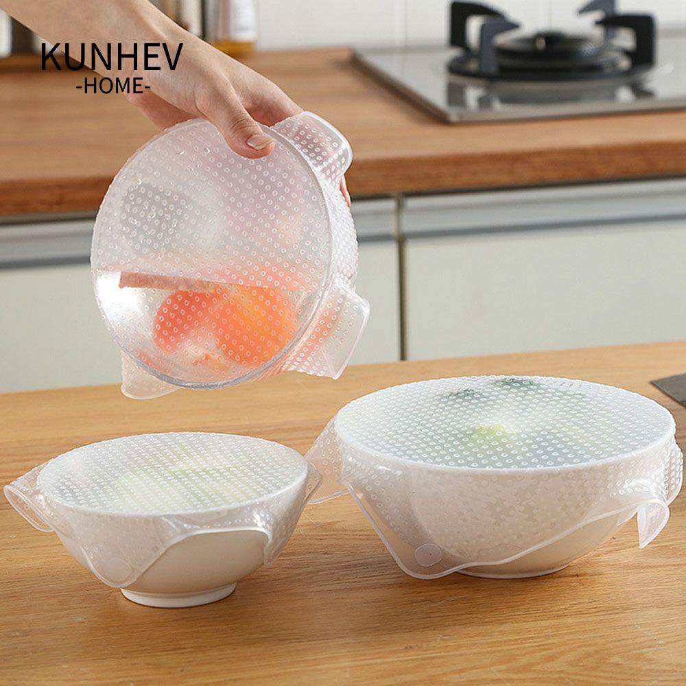 KUNHEV Nắp Đậy Kín Bằng Silicon Trong Suốt Co Giãn Không BPA Tái Sử Dụng Linh Hoạt