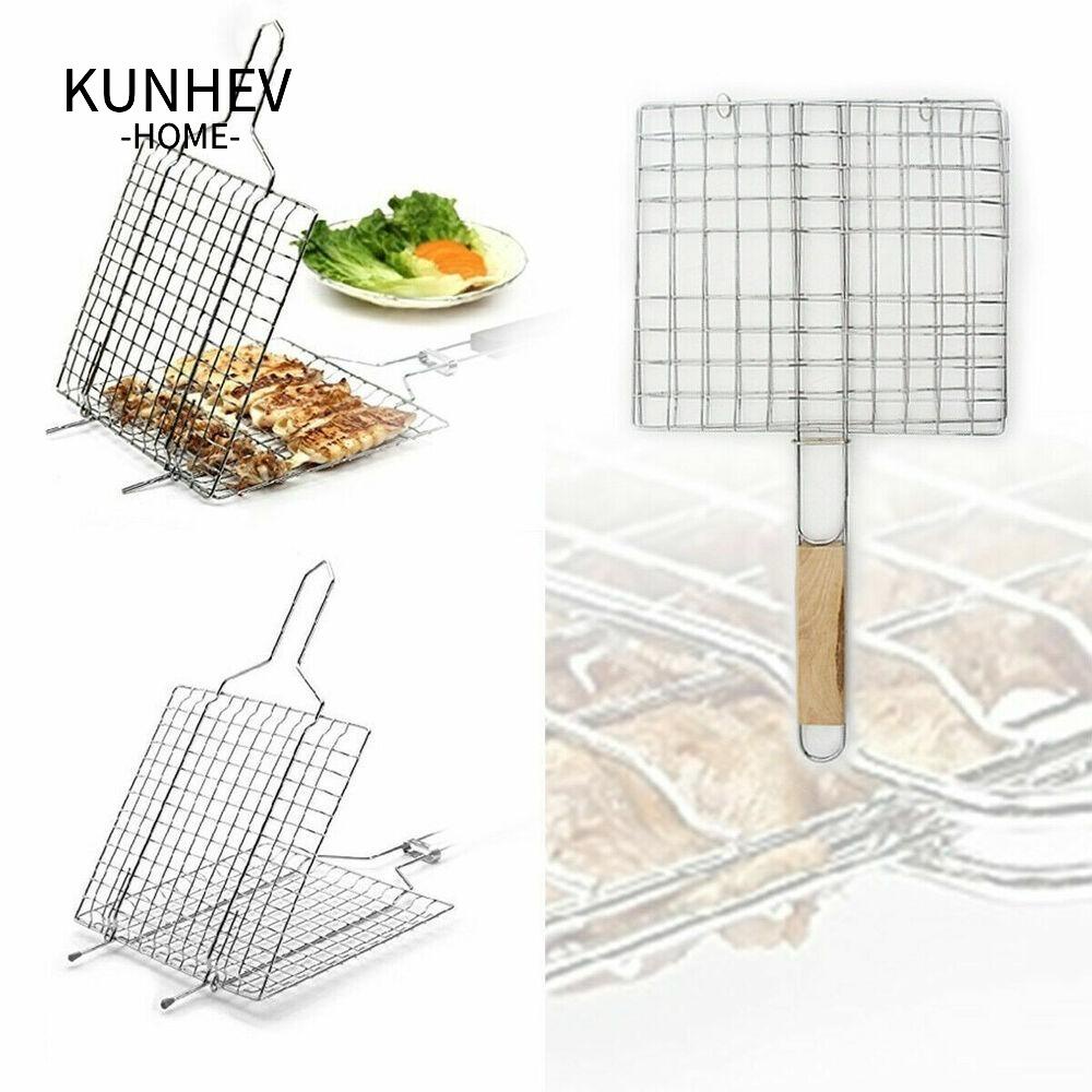 KUNHEV Dụng Cụ Nướng Thịt Bbq Với Tay Cầm Bằng Gỗ Tiện Dụng