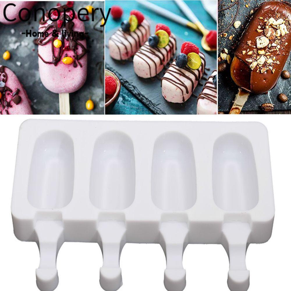 CONOPERYKhuôn làm kem DIY  bằng silicon 4/ 8 ô hình bầu dục tiện lợi