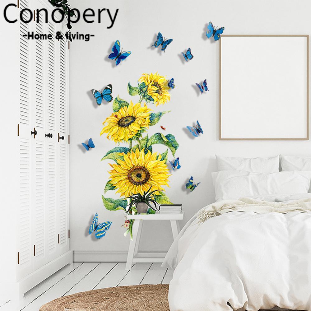 CONOPERY Miếng Dán Tường Trang Trí Hình Bướm Nghệ Thuật