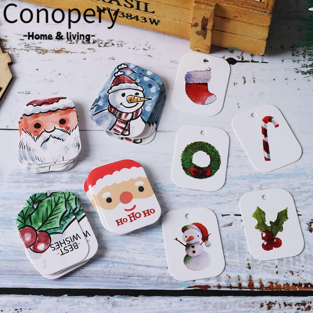 CONOPERY Bộ 48 / 50 Nhãn Giấy Kraft Gói Quà Giáng Sinh