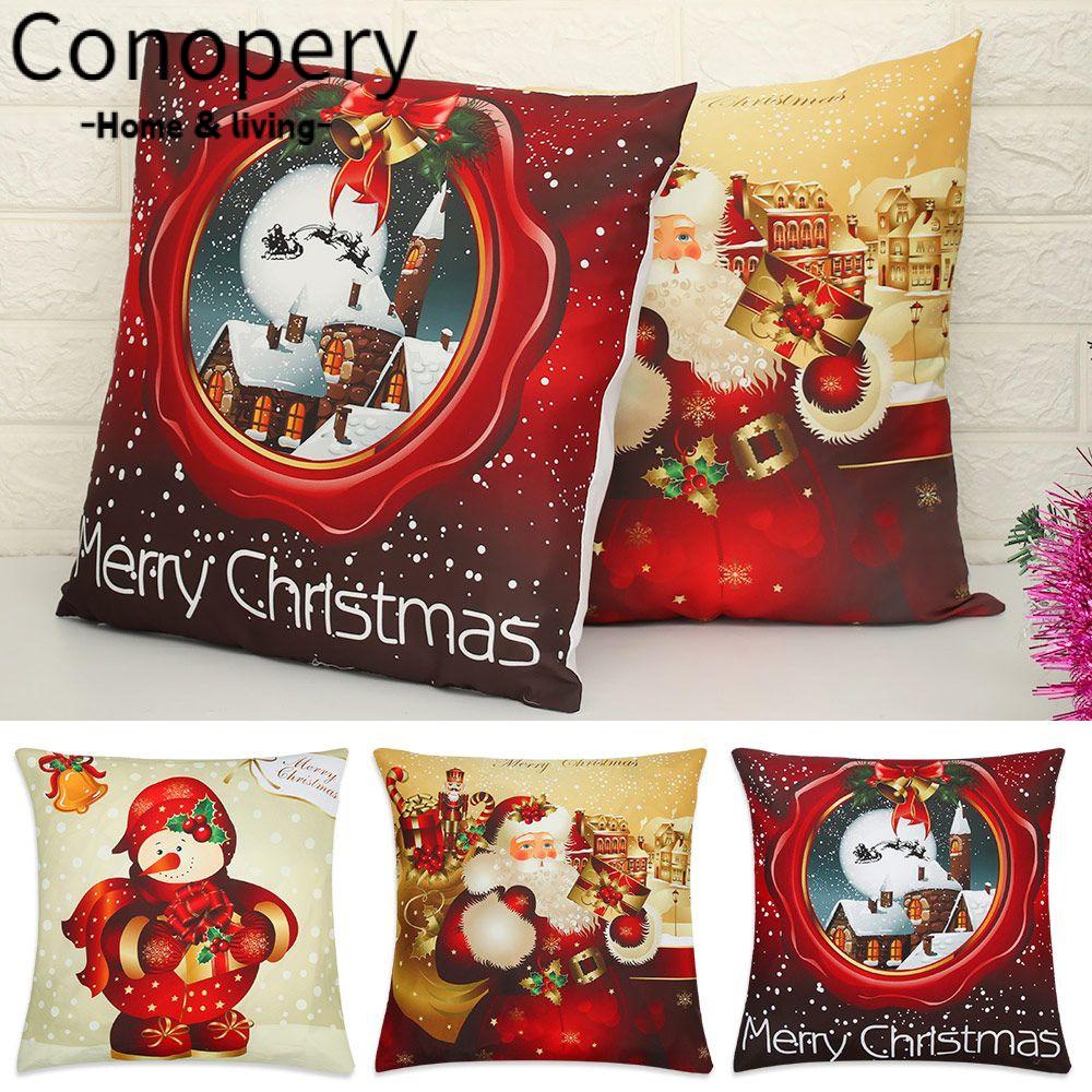 CONOPERY Vỏ Gối Sofa In Họa Tiết Giáng Sinh Dễ Thương