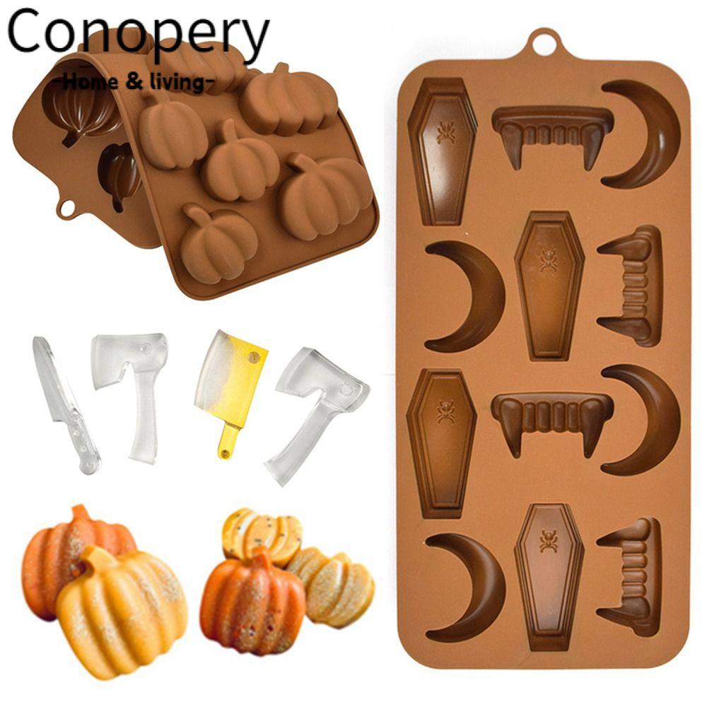 CONOPERY Khuôn Làm Bánh Socola Hình Bí Ngô Phong Cách Halloween Độc Đáo