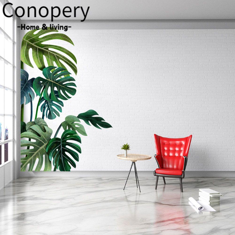 CONOPERY Nhãn Dán Trang Trí Tường / Cửa Sổ Họa Tiết Lá Cây Xanh Độc Đáo