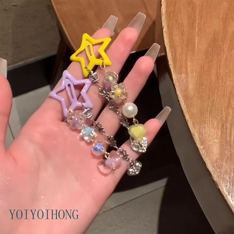 Kẹp Tóc Tua Rua Hình Ngôi Sao Dễ Thương YOIOI Y2K Dành Cho Bạn Gái