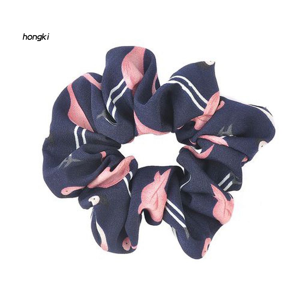 Dây Cột Tóc Co Giãn In Họa Tiết Chim Hồng Hạc Thời Trang Cho Nữ