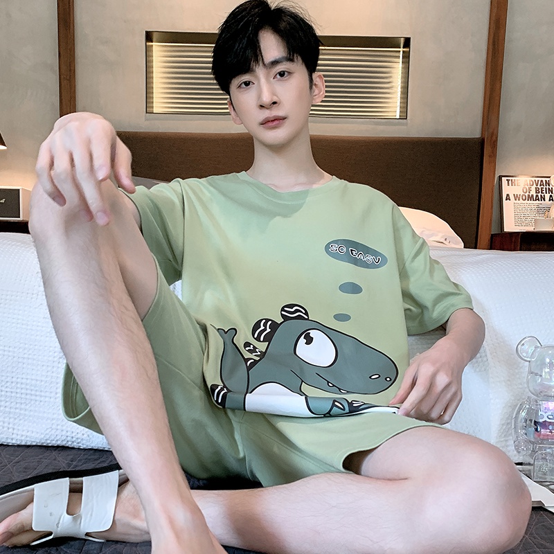 Bộ Đồ Ngủ Tay Ngắn Cổ Tròn Vải Cotton In Hình Thám Tử Conan Thời Trang Cho Nam
