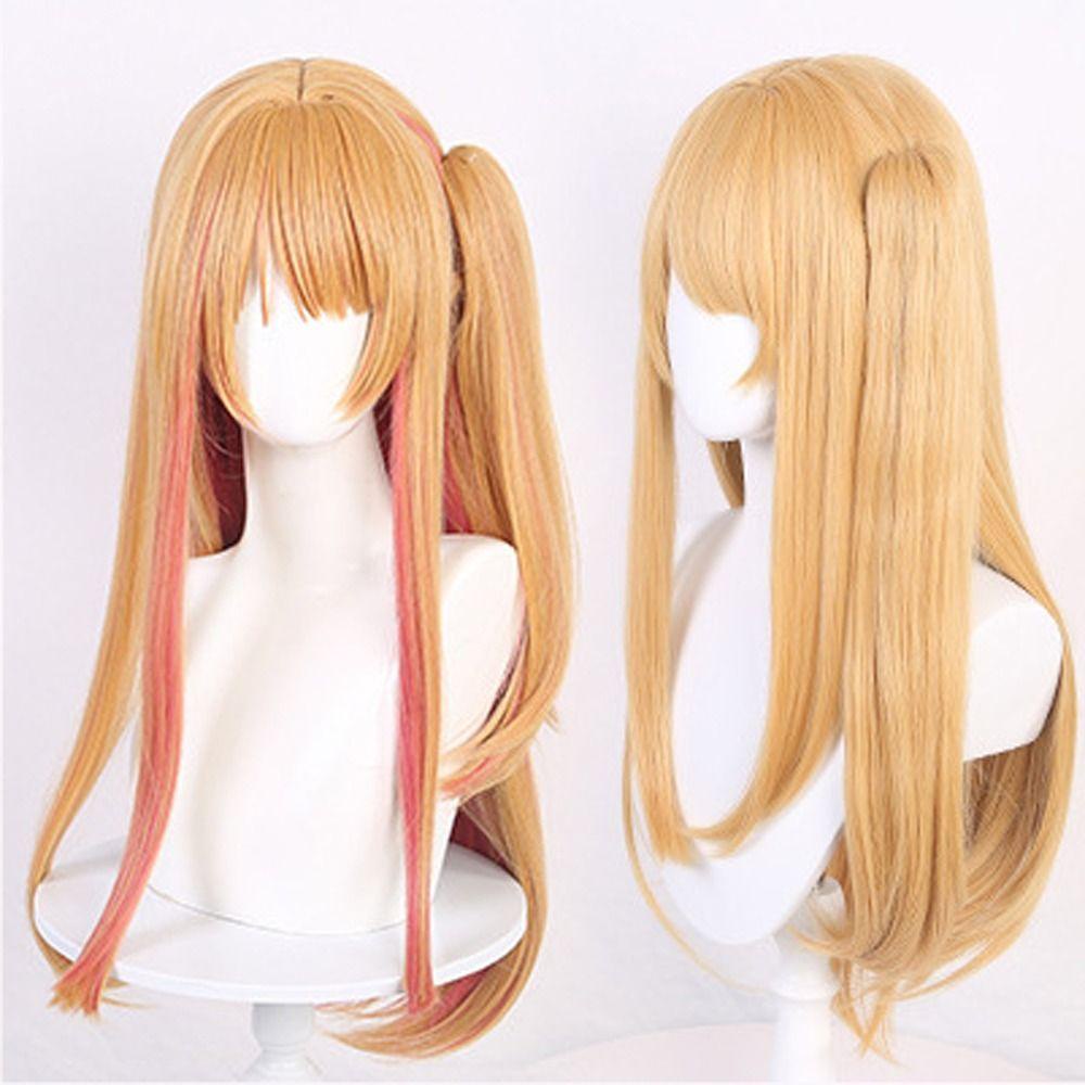 FUZOU Tóc Giả Cosplay Hoshino Ruby Màu Cam Hồng Dễ Thương Chịu Nhiệt