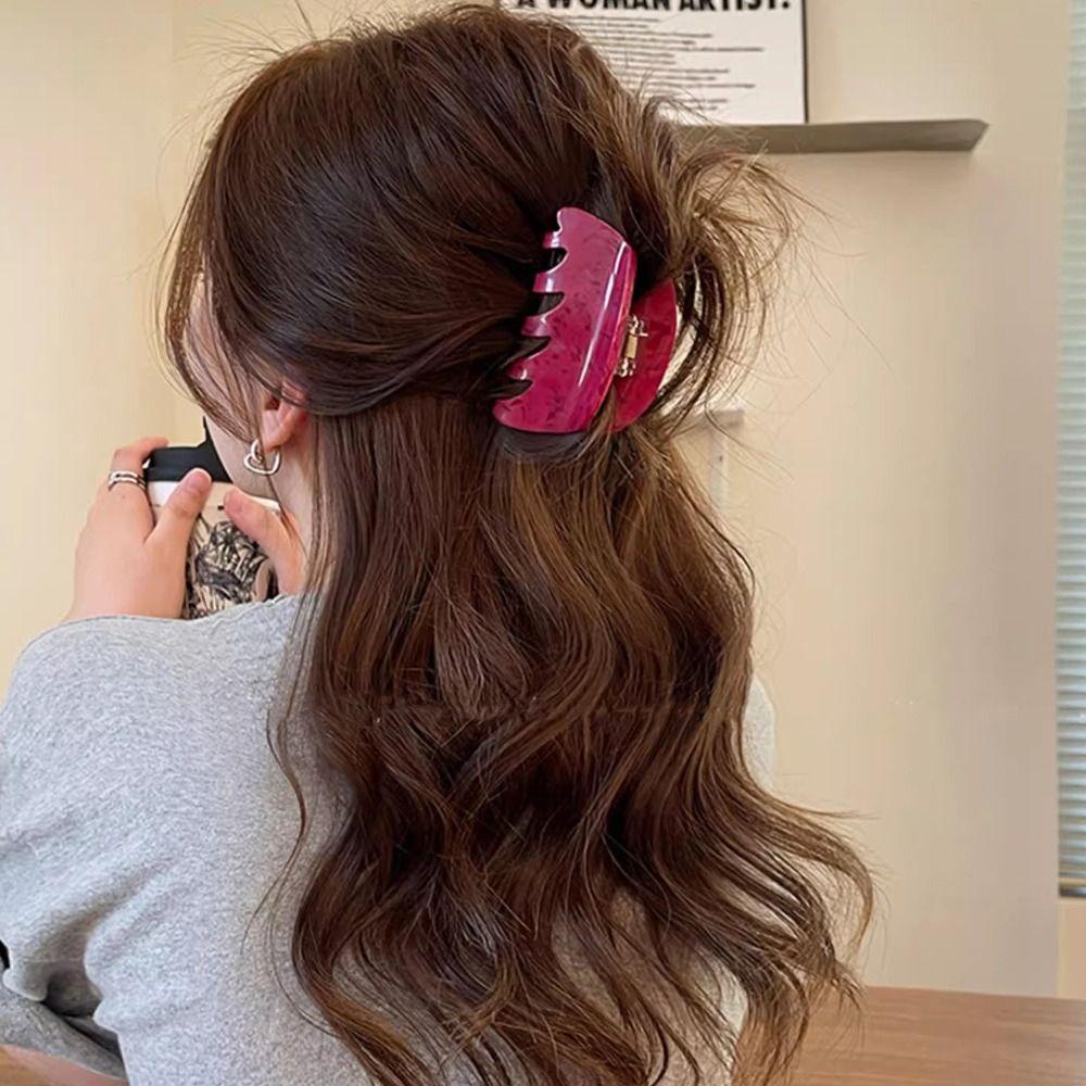 Kẹp Tóc Càng Cua Kiểu Hình Học Màu Cherry Bằng Acrylic Cho Nữ