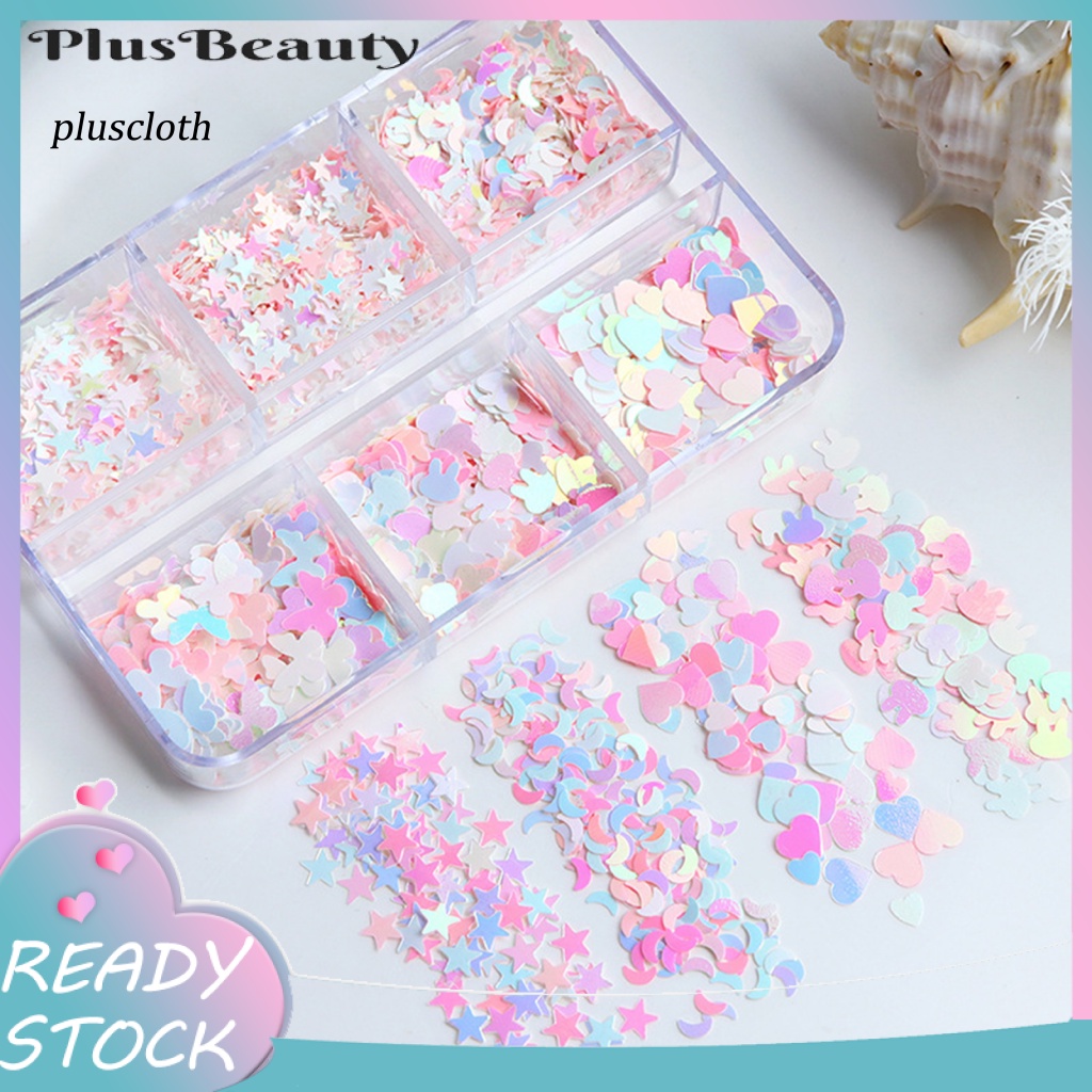 Hộp Kim Sa Trang Trí Móng Tay Cơ Thể 3D 6 Ngăn