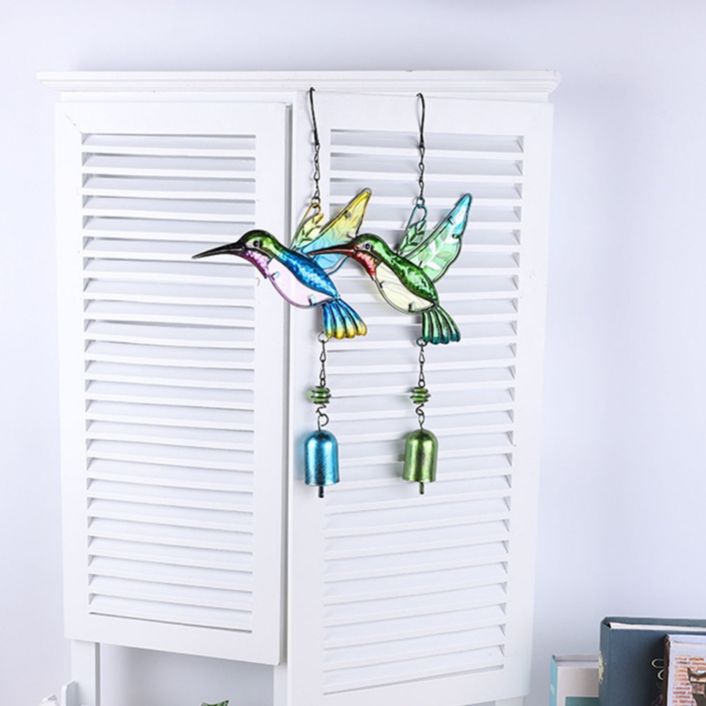 Chuông Gió Hình Chim Ruồi Màu Xanh Lá Xanh Dương Chất Lượng Cao Siêu Bền