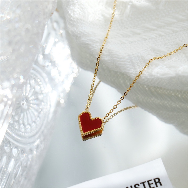 Vòng cổ Mạ Vàng 18K Mặt Hình Trái Tim Phong Cách vintage Thời Trang