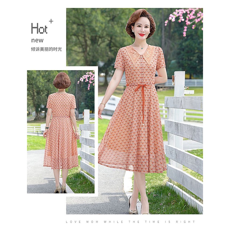 Đầm Dáng Dài Thời Trang Mùa Hè Cho Phụ Nữ Trung Niên