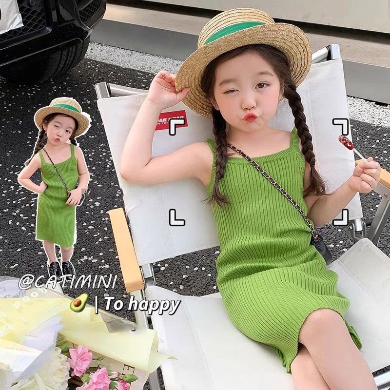 CATIMINI Đầm Hai Dây Mỏng Mùa Hè Phong Cách Phương Tây Hợp Thời Trang Mới Cho Bé Gái