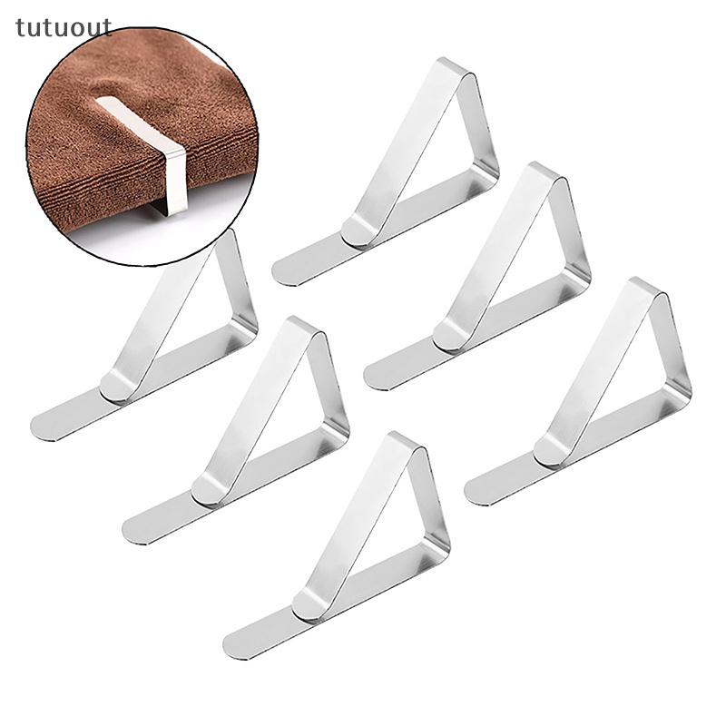 Bộ 6 Kẹp Cố Định Khăn Trải Bàn Hình Tam Giác Bằng Thép Không Gỉ Chống Trượt Tiện Dụng