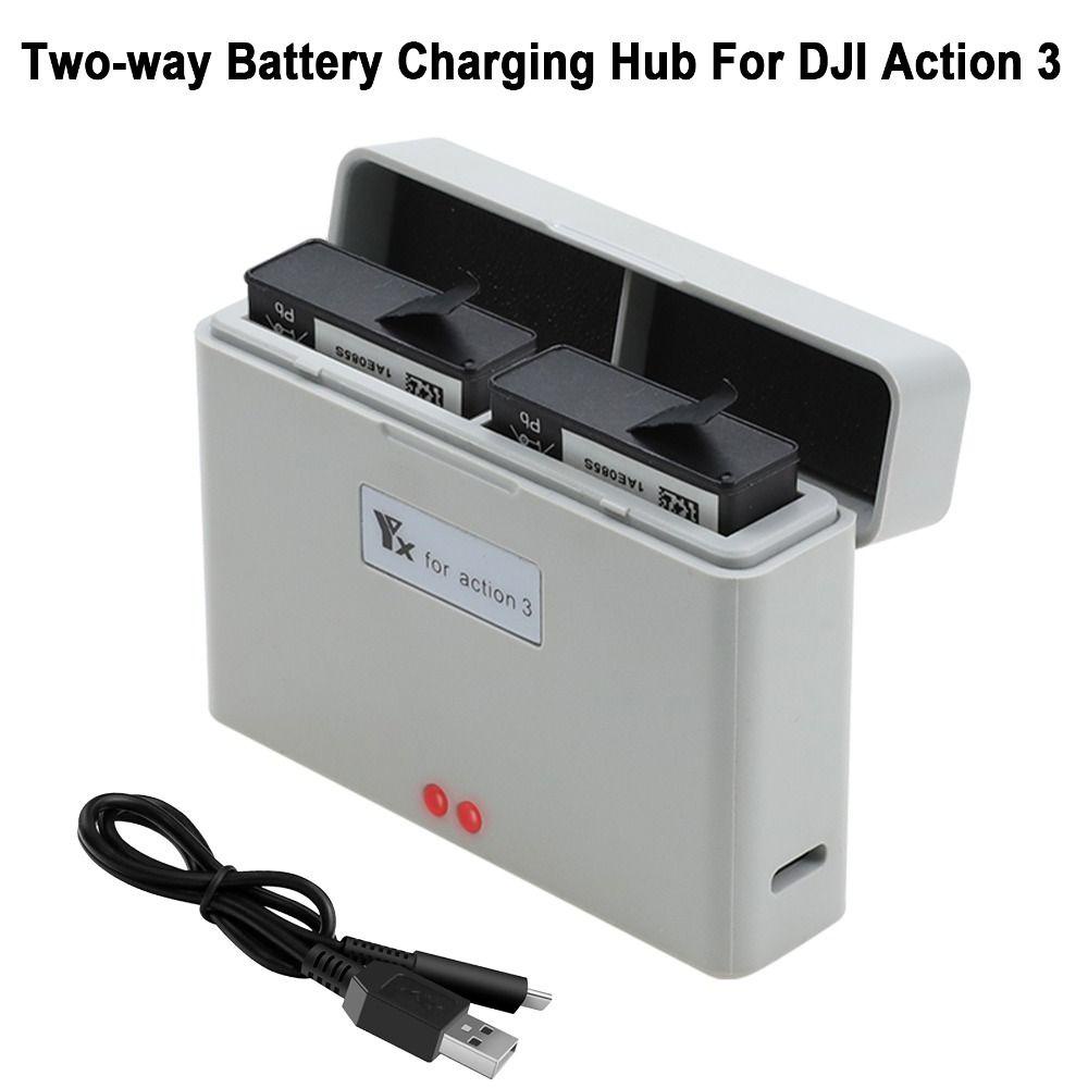 BEBETTERM Bộ Chia Hai Cổng Sạc Pin Thông Minh Di Động Cho Camera Hành Động DJI Action 3