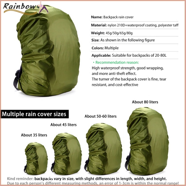 Vỏ Bọc Ba Lô Leo Núi 25-80l 3 Lớp Chống Nước Chống Rách Có Khóa Điều Chỉnh Được