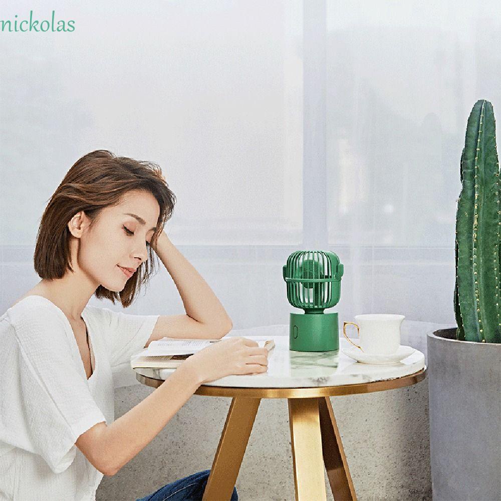 NICKOLAS Quạt Mini Để Bàn 3 Tốc Độ Điều Chỉnh Được Hình Xương Rồng Dễ Thương