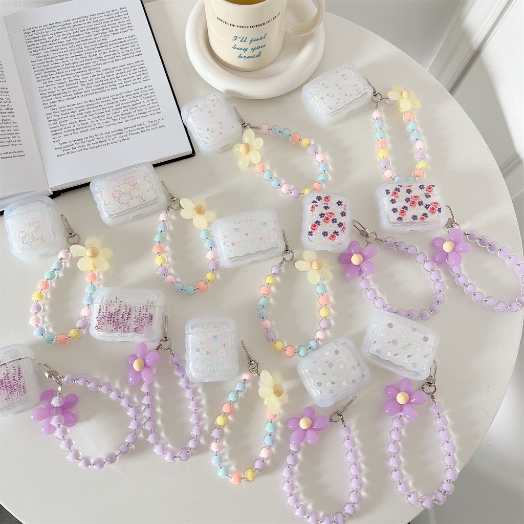 Vỏ Bảo Vệ Hộp Sạc Tai Nghe Bluetooth Không Dây Airpods pro 1 / 2 / 3 pro2 2022 Bằng TPU Mềm Họa Tiết Hoa Dễ Thương