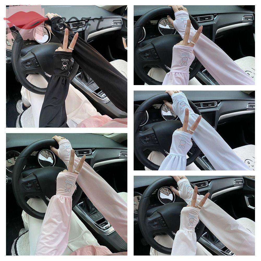 Găng Cánh Tay Bằng Lụa Lạnh Chống Tia Cực Tím Bảo Vệ Khi Lái Xe Cho Nữ