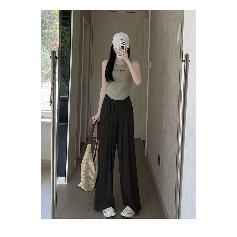 Quần Lụa Lưng Cao Ống Rộng Thời Trang Mùa Hè Cho Nữ
