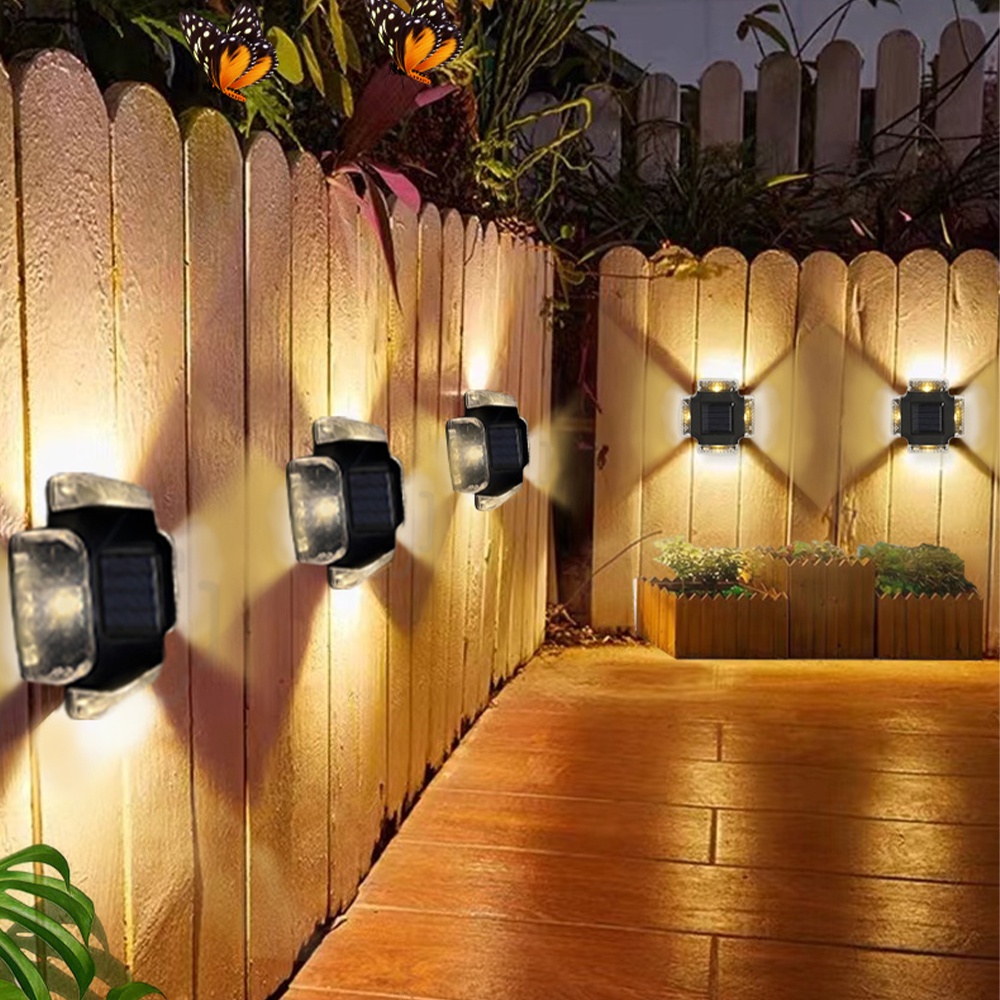 Đèn LED Gắn Tường 4 Mặt Sử Dụng Năng Lượng Mặt Trời Chống Thấm Nước
