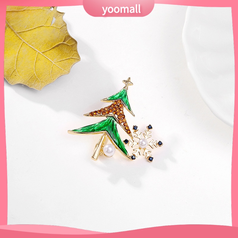 [YM] Trâm Cài Áo Hình Cây Thông Giáng Sinh Đính Kim Cương Giả Âu Mỹ Dễ Phối Đồ