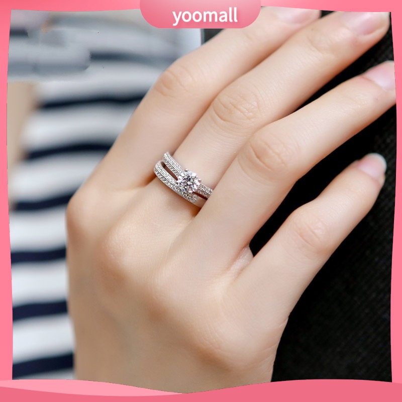 Nhẫn Đính Hôn Đính Đá Zircon Phong Cách Thời Trang Âu Mỹ