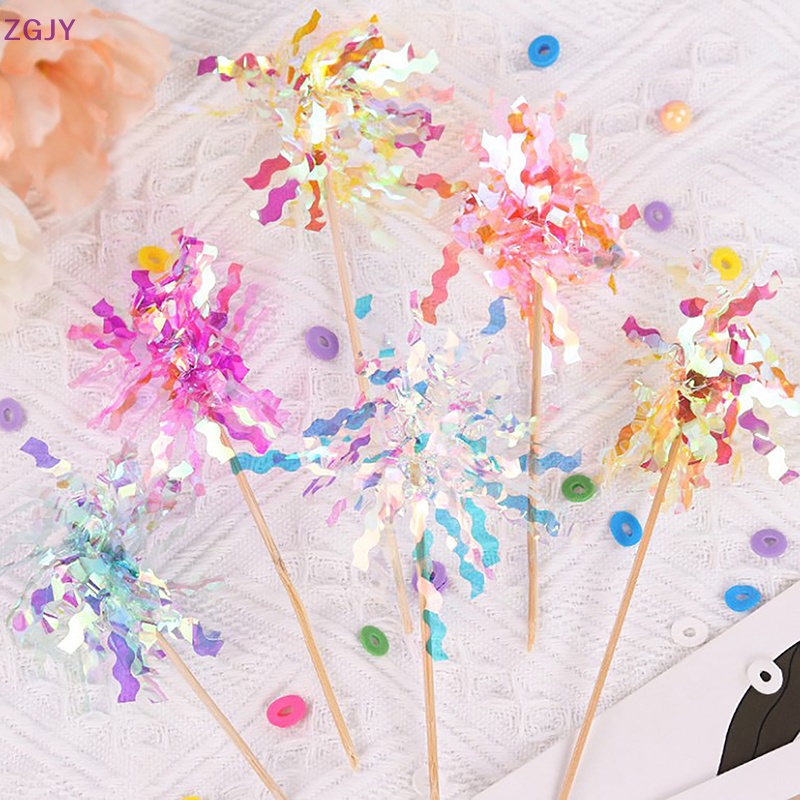 Set 5 Que Cắm Trang Trí Bánh Sinh Nhật Nhiều Màu Sắc Lấp Lánh Mới