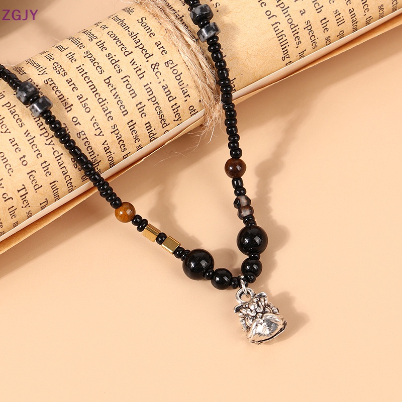 Vòng Cổ Chuỗi Hạt Mặt Sư Tử May Mắn Phong Cách Trung Hoa Cổ Điển Dành Cho Nam Nữ Mới