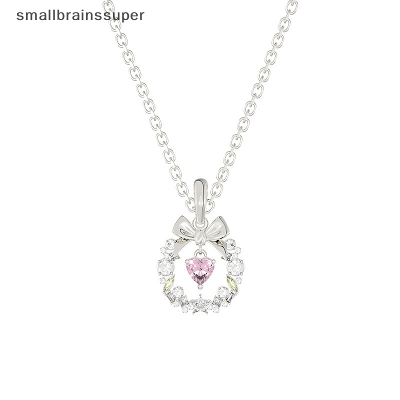 Vòng cổ Màu Bạc Đính Đá Zircon Hồng Phong Cách Hàn Quốc Đơn Giản Cho Nữ SBS