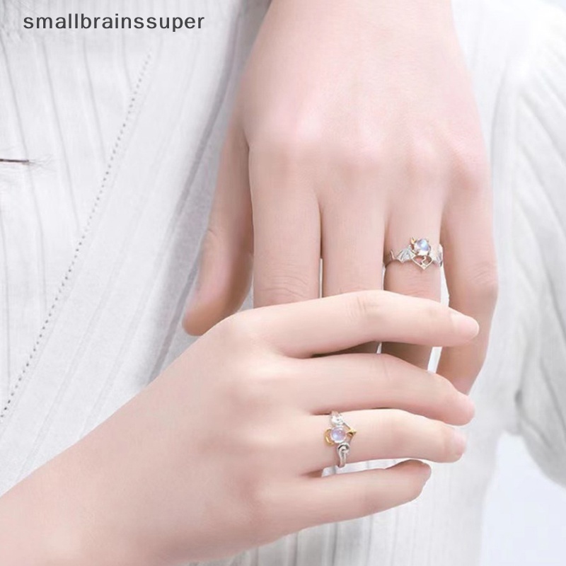 Nhẫn Hở Hình Đôi Cánh Thiên Thần Đính Đá Mặt Trăng Phong Cách Gothic Thời Trang Cho Nam Và Nữ SBS