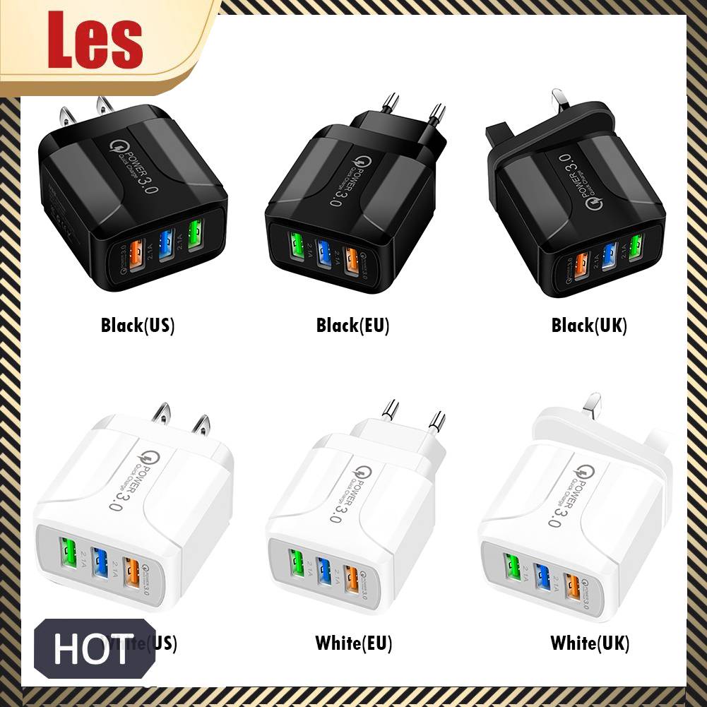 Củ Sạc Nhanh QC 3.0 3 Cổng USB 5V 2.4A Cho Điện Thoại