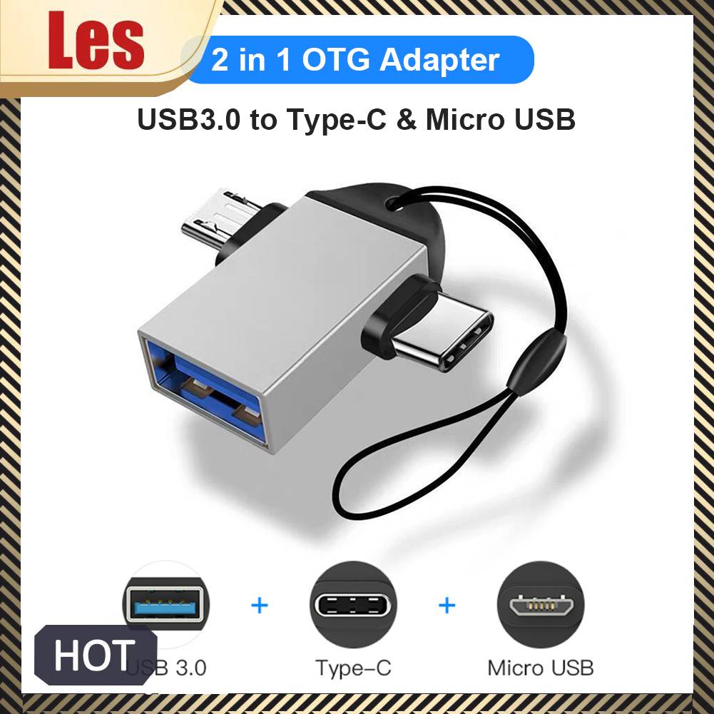 Dây Cáp OTG Chuyển Đổi 2 Trong 1 Loại C Micro USB Đực Sang USB3.0 Cái