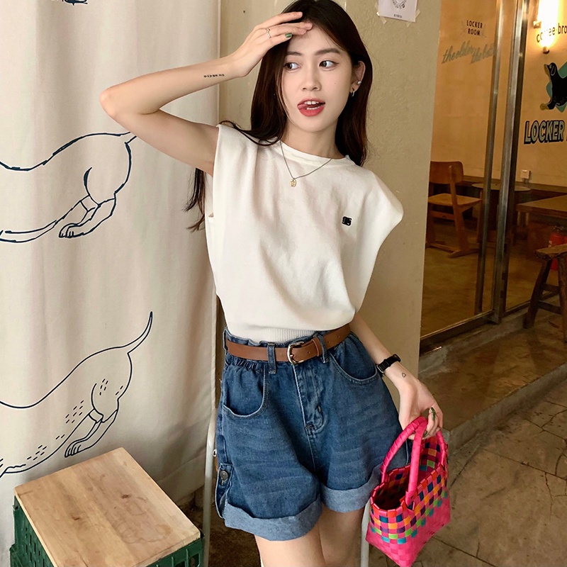 Áo Thun Không Tay Dáng Rộng Họa Tiết Kẻ Sọc Thời Trang Mùa Hè 2022 Mới Dành Cho Bạn Nữ