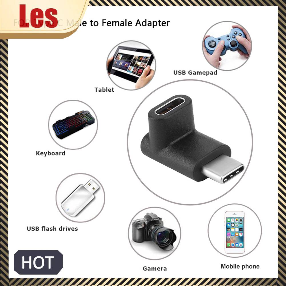 Bộ 2 Đầu Chuyển Đổi USB 3.1 Type C Đầu Đực Sang Đầu Cái 90 Độ