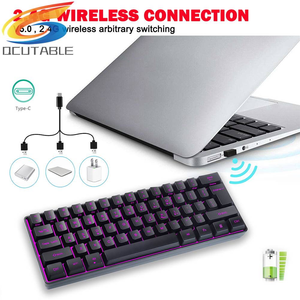 Bàn PhíM Gaming G61 Không Dây Bluetooth 61 PhíM RGB 2.4G