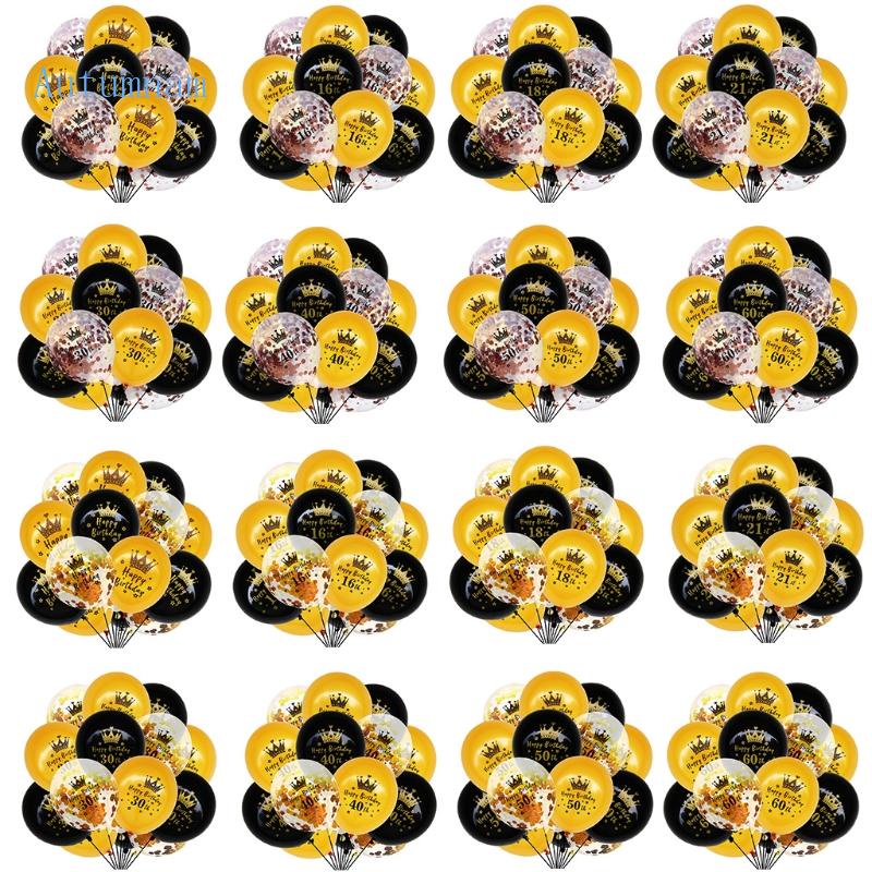 Set 15 Bong Bóng 12 Inch Số 16 18 21 30 45 50 60 Trang Trí Tiệc