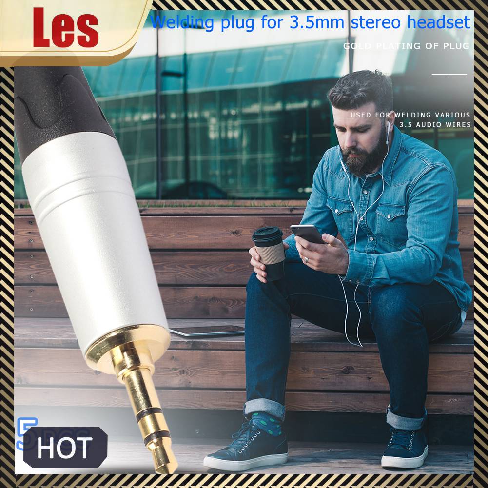 Set 5 Đầu Nối Dây Điện Mạ Vàng 3 Cực 3.5mm