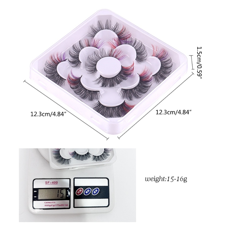 Bộ 5 Cặp Lông Mi Giả 3D Bằng Sợi Lông Chồn Mềm Mại Uốn Cong Lông Mi