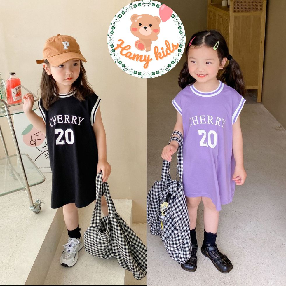 Váy Đầm Dáng Suông Thể Thao Thun Lạnh Minky Mom Chính Hãng Bé Gái Cherry Cá Tính Cho Bé 0-5 Tuổi Dưới 20kg - Hamykids