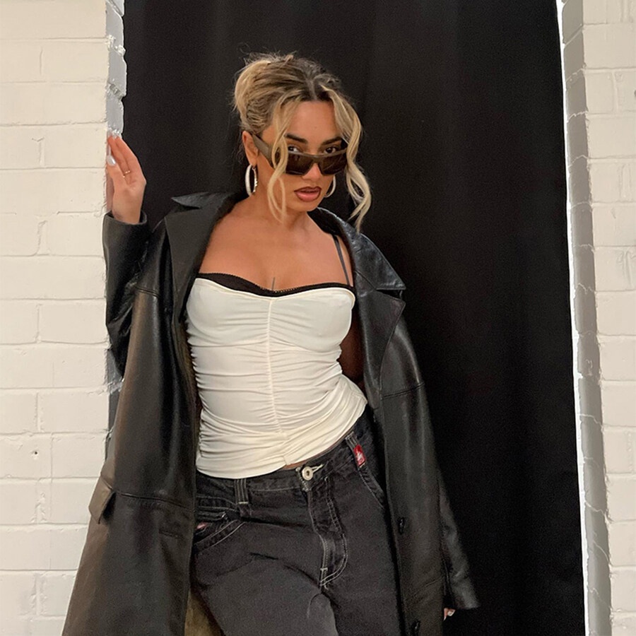 Weird Puss Áo Hai Dây Cổ Chữ V Màu Trơn Đơn Giản Thời Trang Mùa Hè Y2K Cho Nữ