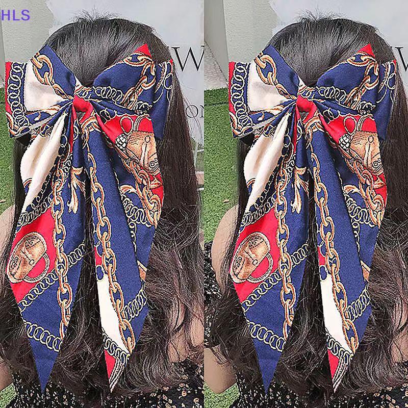 Kẹp Tóc Nơ Dài In Họa Tiết Hoa Thời Trang Cho Nữ