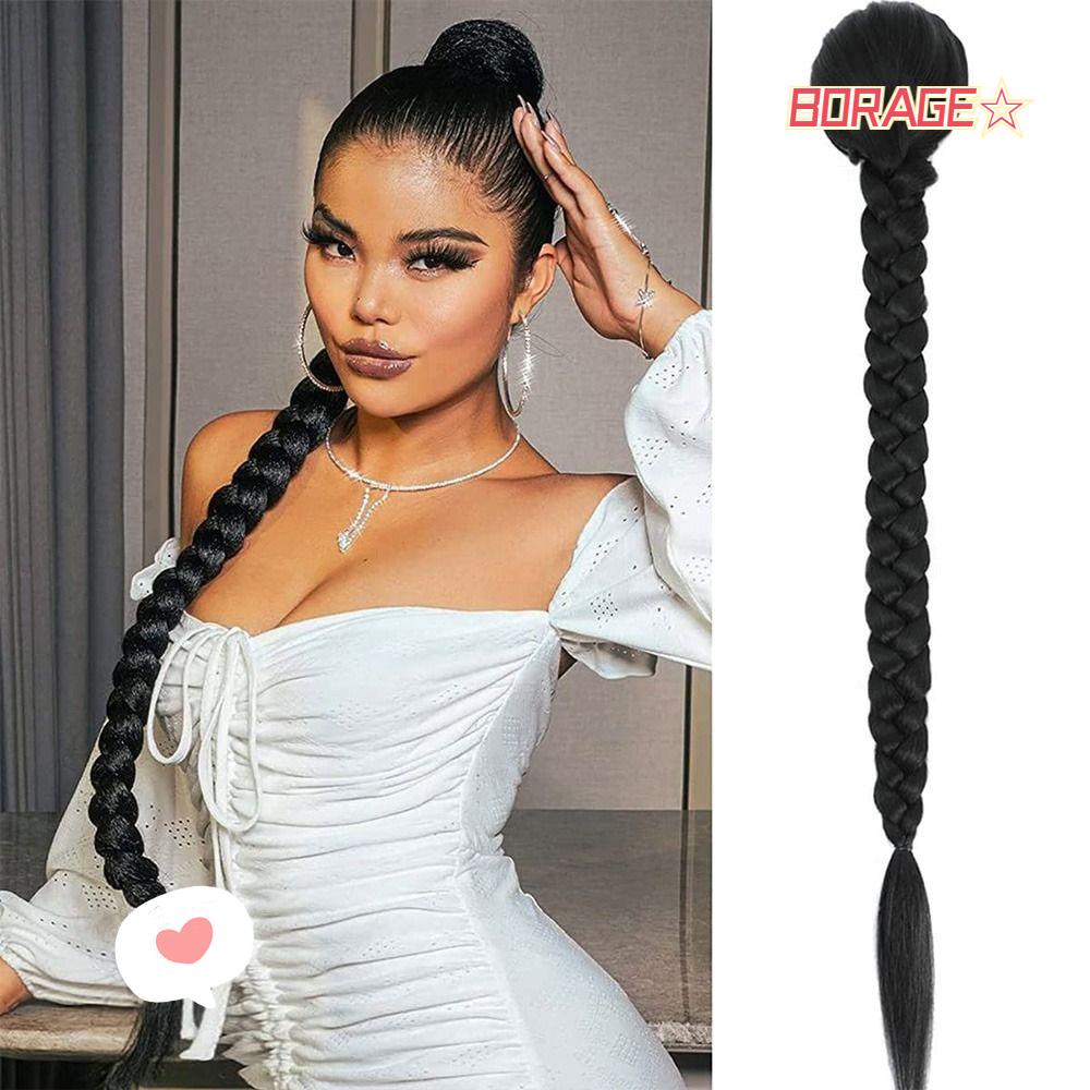 BORAG Tóc Giả Nối Dài Kiểu Tóc Bện Sợi Tổng Hợp Mềm Mại Dành Cho Tập Boxing