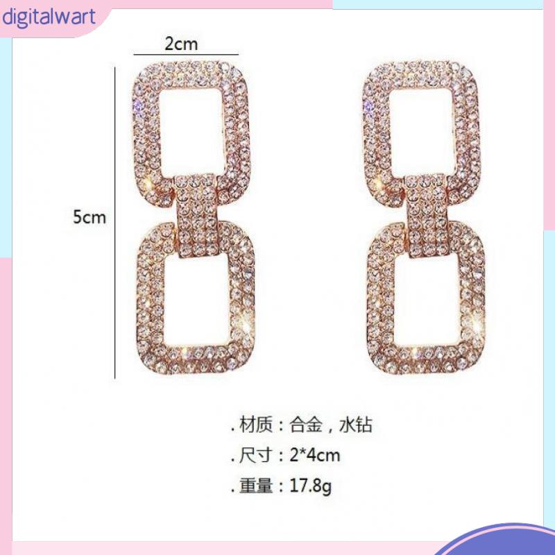 Khuyên Tai Dáng Dài Đính Đá Hình Vuông Cá Tính