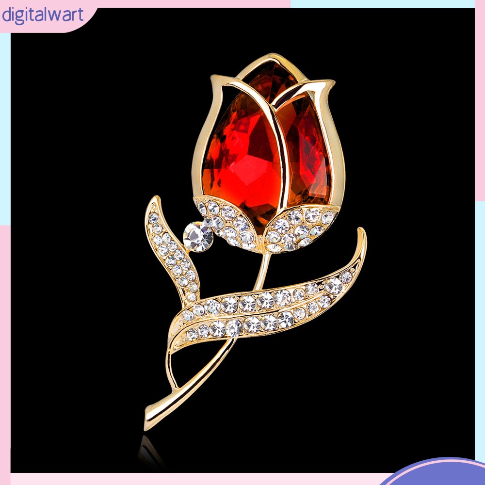 Ghim Cài Áo Hình Hoa Tulip Đính Đá Thủy Tinh Sang Trọng